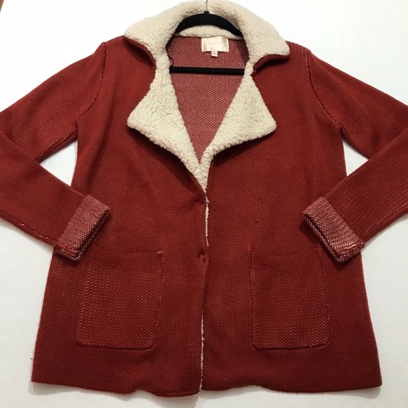 Skies Are Blue Sweaters - Skies Are Blue Cardigan w/ Faux Sherpa